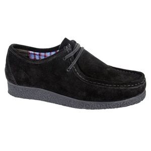 Roamers Mens Suede Apron Casual Shoes / Black